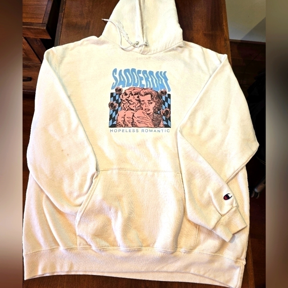 Champion white hoodie XXL Sadderday